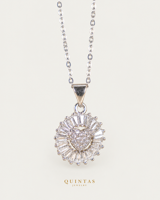 Dazzling Glass Heart Silver Necklace — main view, canonical brand mark