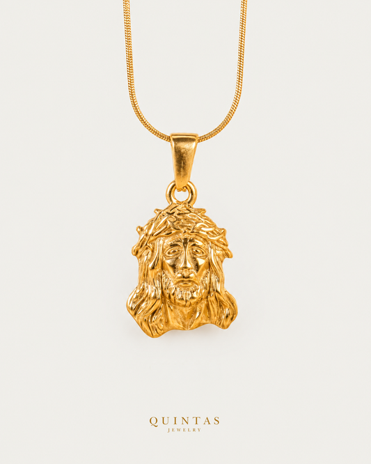 The Messiah Necklace — exact source-supported main framing and jewelry unchanged, authentic canonical logo