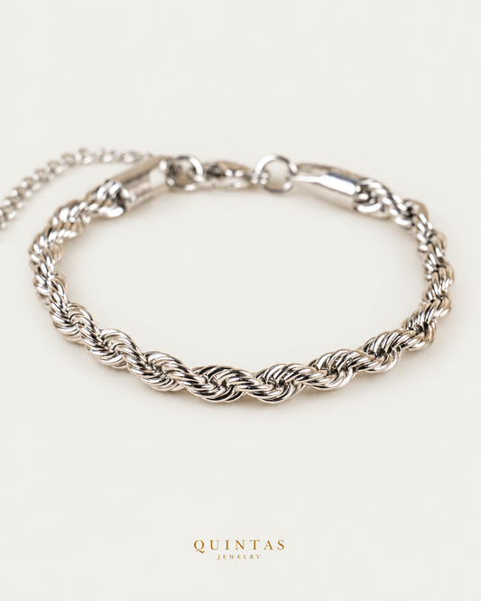 Matteo Silver Rope Bracelet — source-verified silver main, original cropped extension and framing retained, canonical logo