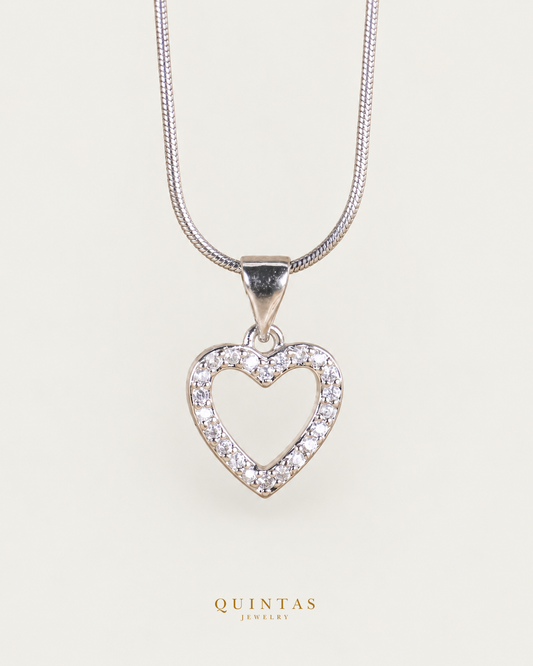 Arielle Silver Heart Necklace — exact source-supported main framing and jewelry unchanged, authentic canonical logo