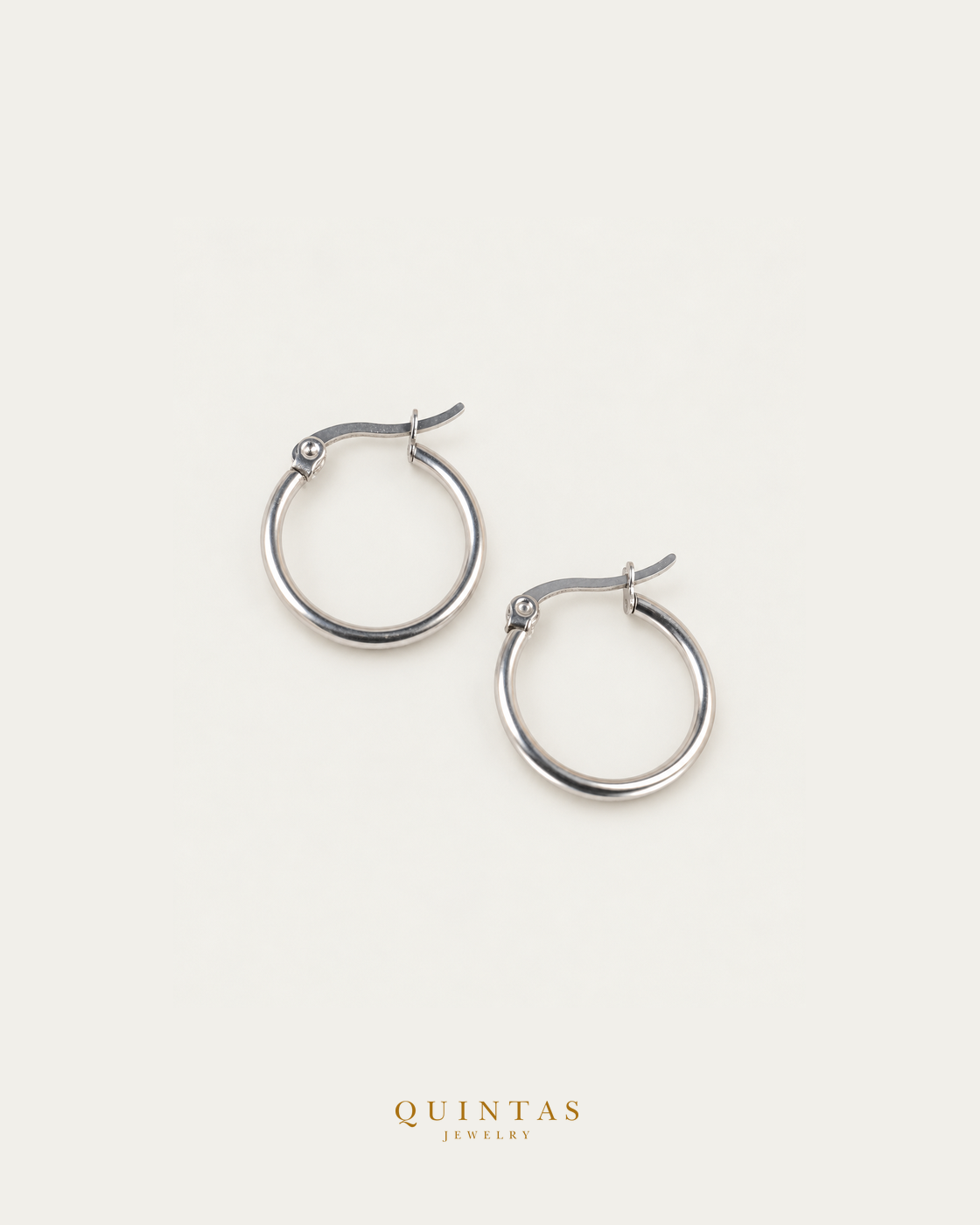 Alessa Classic Hoop Silver Earrings — source-backed complete hoop pair, source-backed main view, small balanced off-white composition and authentic canonical logo