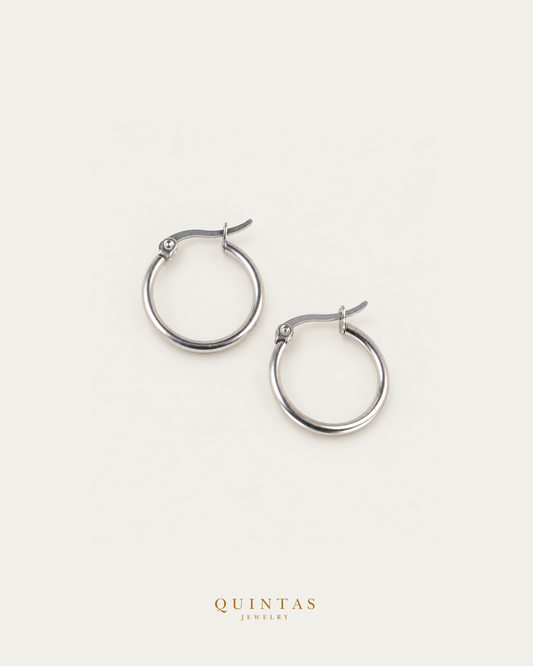 Alessa Classic Hoop Silver Earrings — source-backed complete hoop pair, source-backed main view, small balanced off-white composition and authentic canonical logo