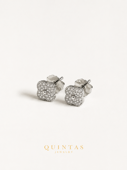 Lucia Silver Clover Stud Earrings