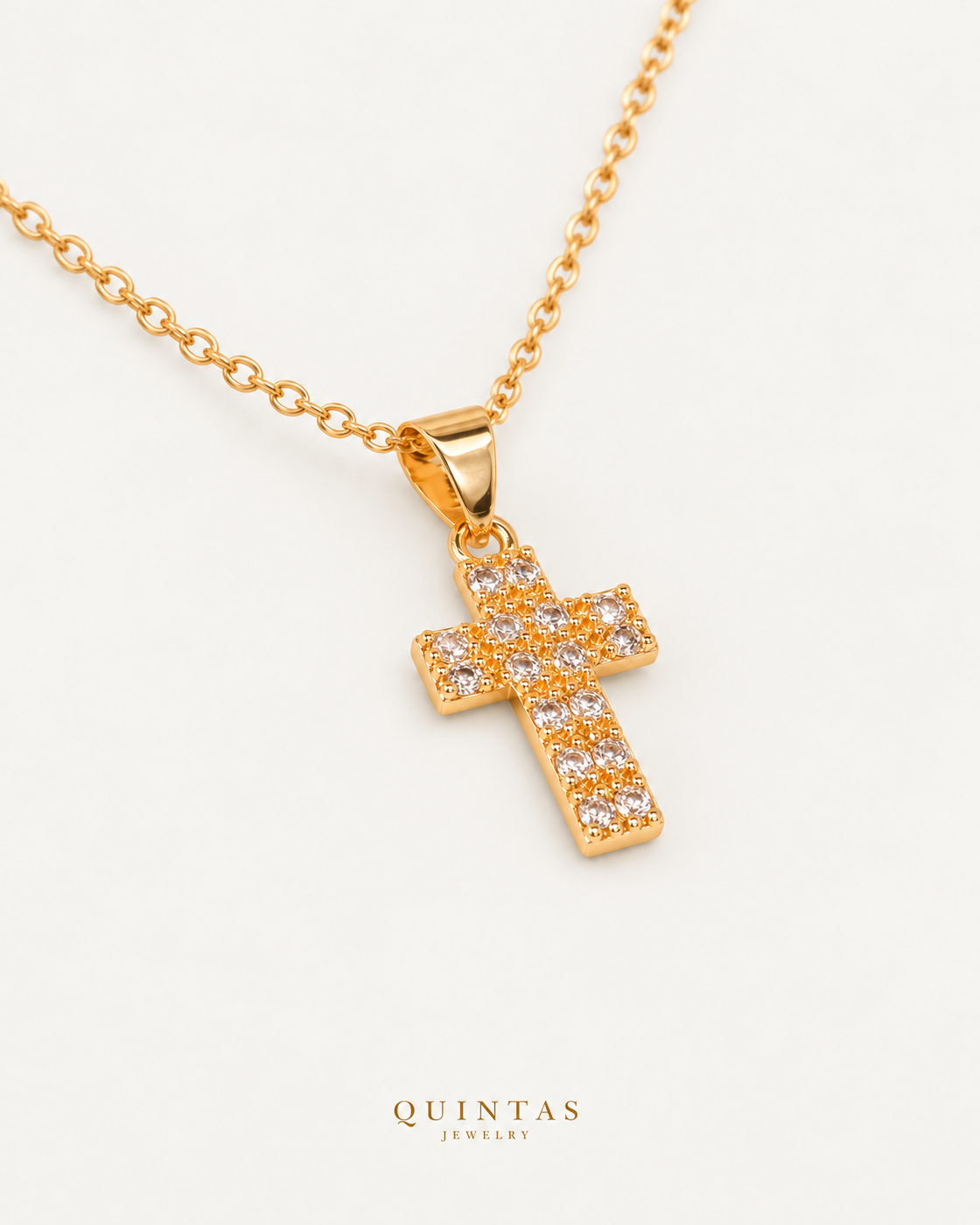 King's Cross Necklace — source-verified detail, exact photographed crop retained, authentic canonical gold logo; jewelry pixels unchanged