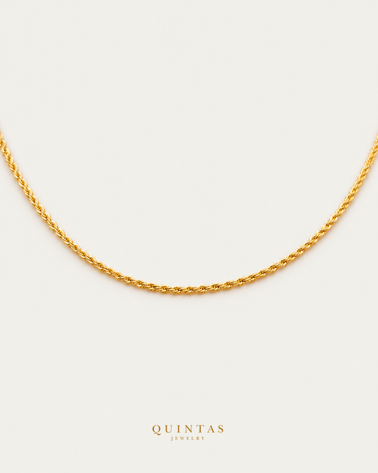 QUINTAS™ Rope Chain Necklace — exact source-supported main framing and jewelry unchanged, authentic canonical logo