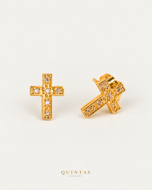 Elegant Cross Charm Stud Earrings — main view, canonical brand mark