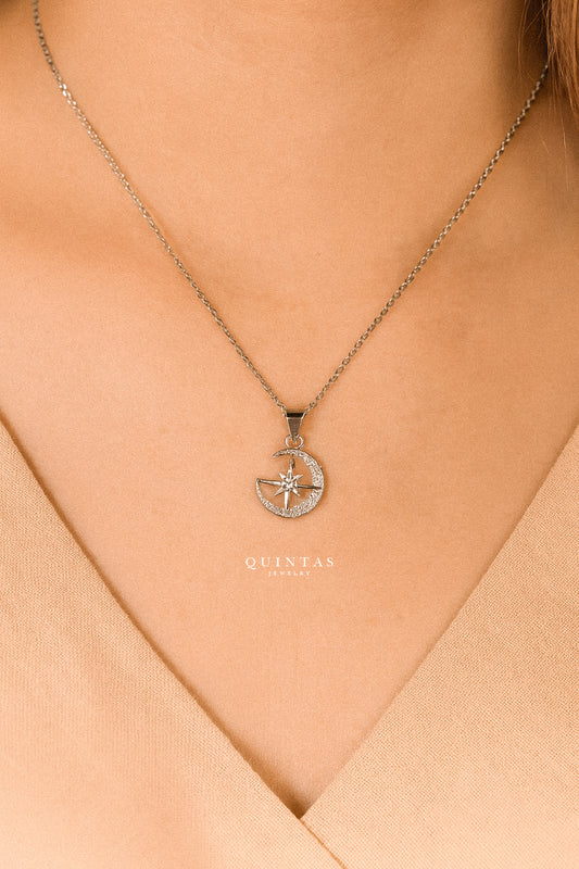 Moonlight Star Silver Necklace