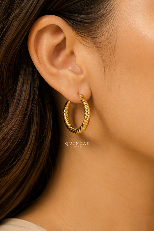 Solenne Twisted Hoop Earrings