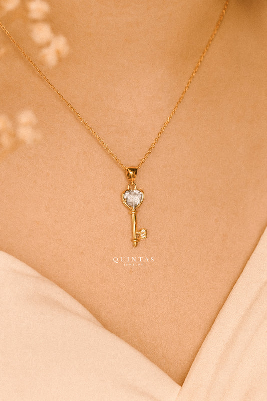 Key Diamond Heart Necklace