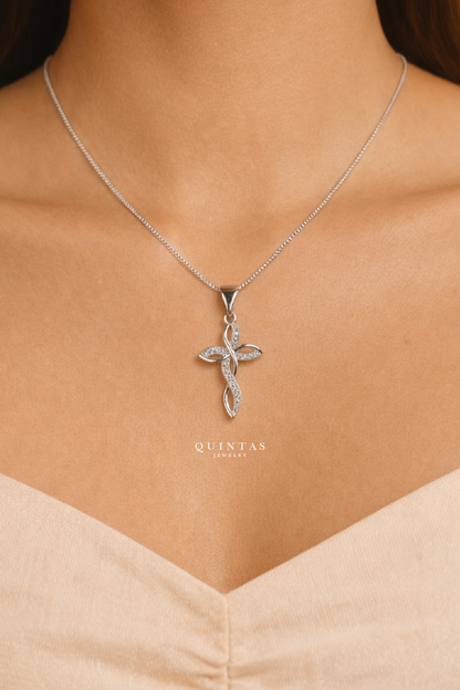 Devotion Diamond Cross Silver Necklace