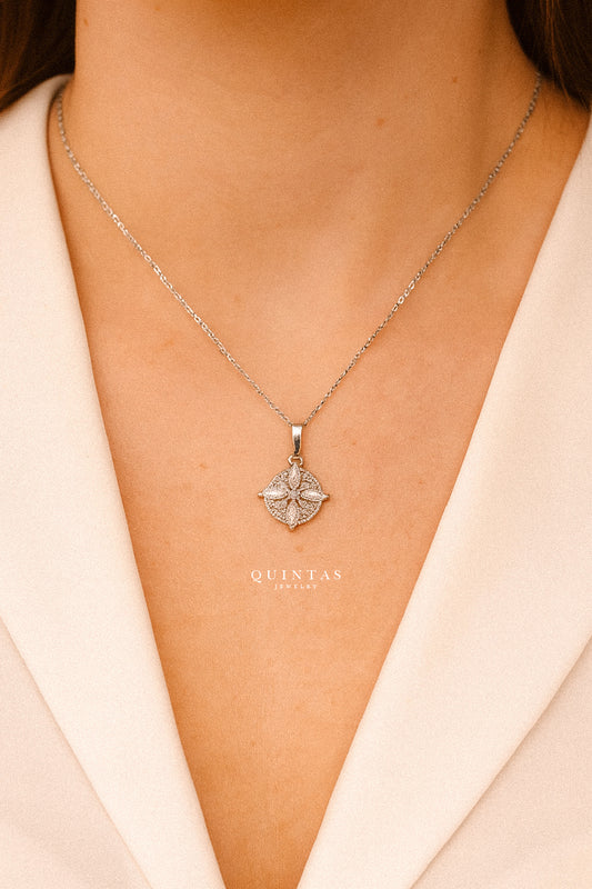 Flower Halo Silver Necklace