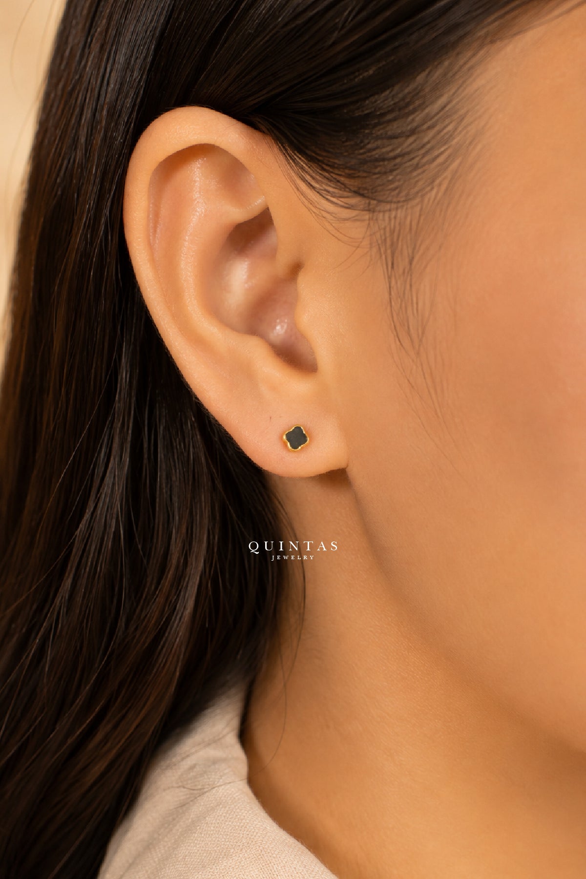 Noir Clover Flatback Earrings