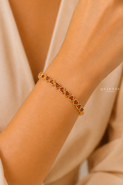 Ruby Hearts Bracelet