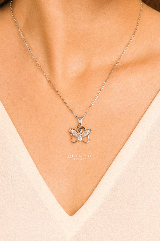 Mariposa Crystal Silver Necklace