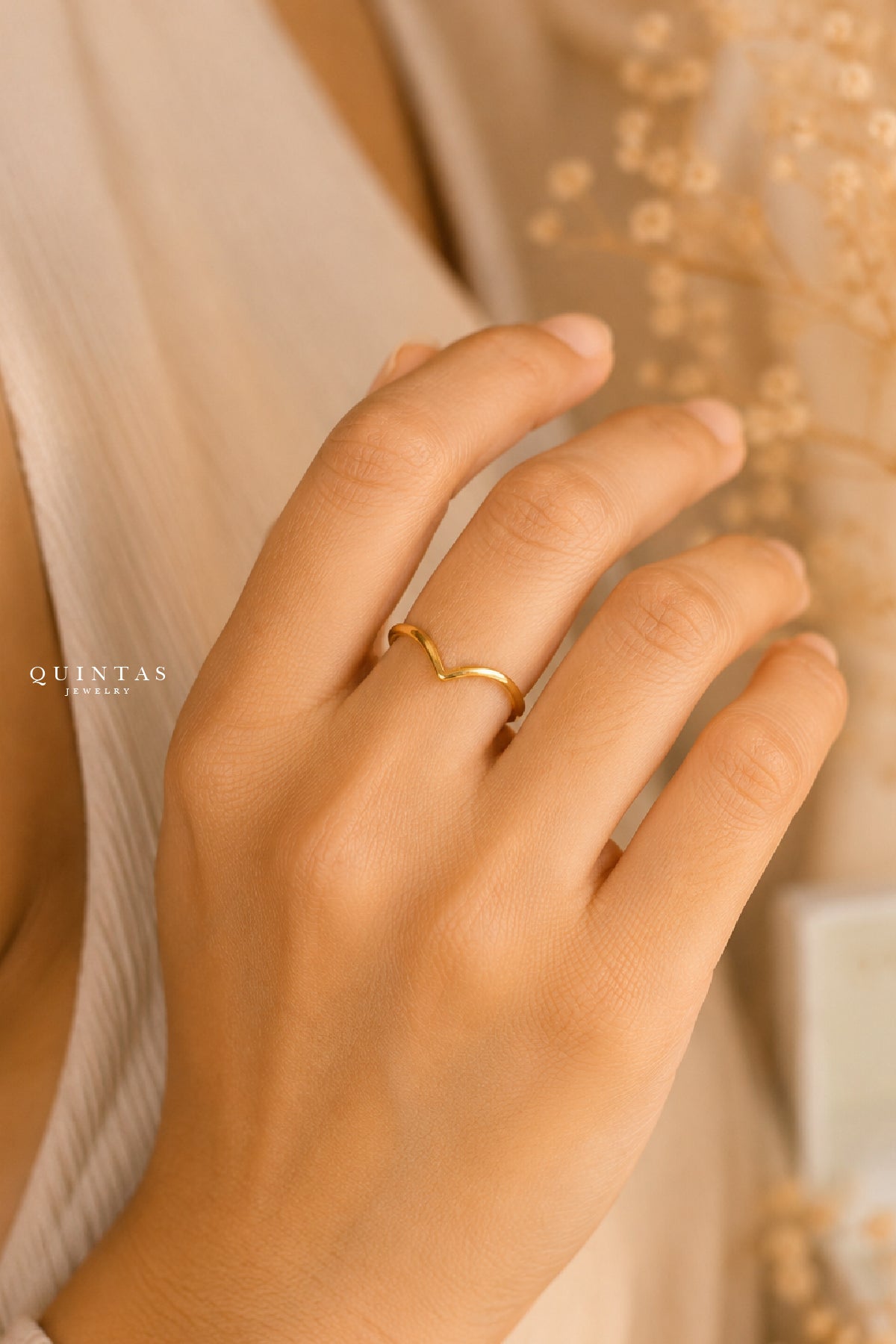 Golden Wishbone Ring