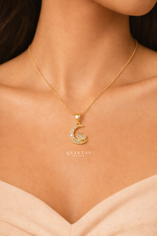 Moonlit Heart Charm Necklace