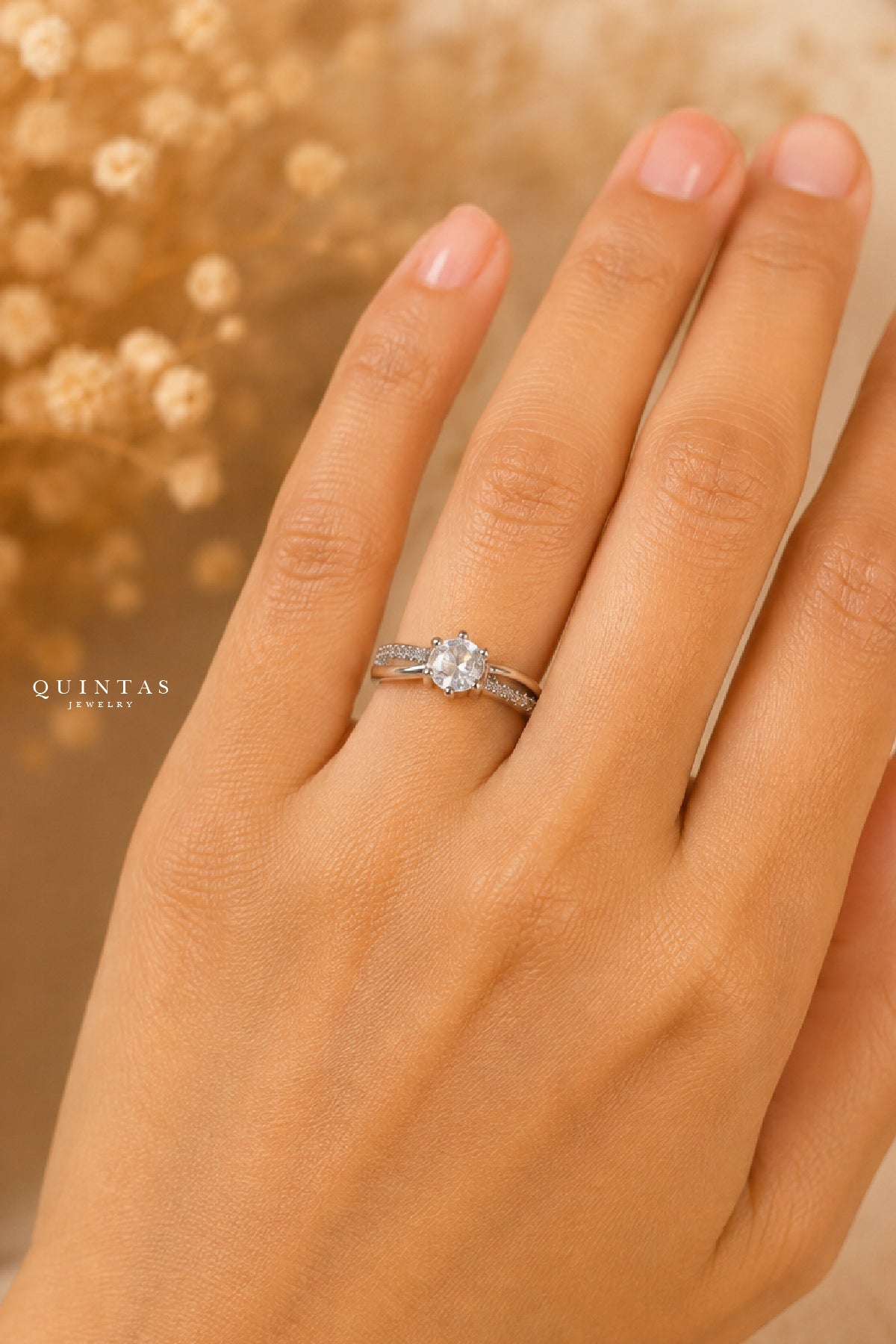 Celeste Solitaire Silver Ring (Adjustable)