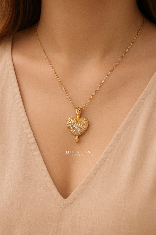 Cupid's Arrow Heart Necklace