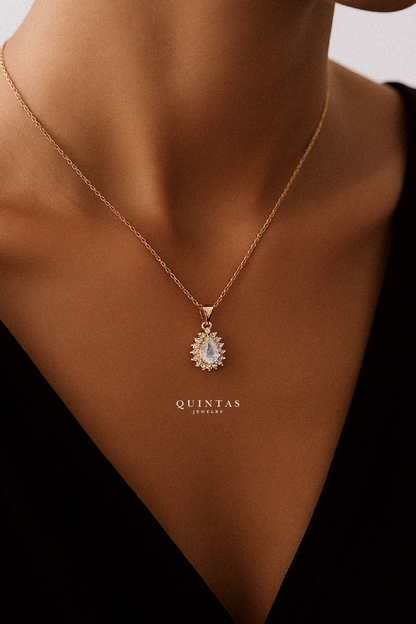 Aurora Diamond Halo Necklace