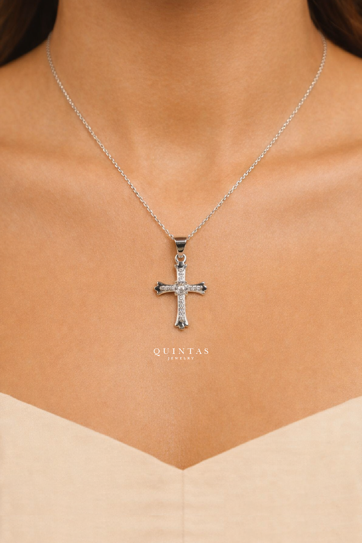 Faith Cross Diamond Silver Necklace
