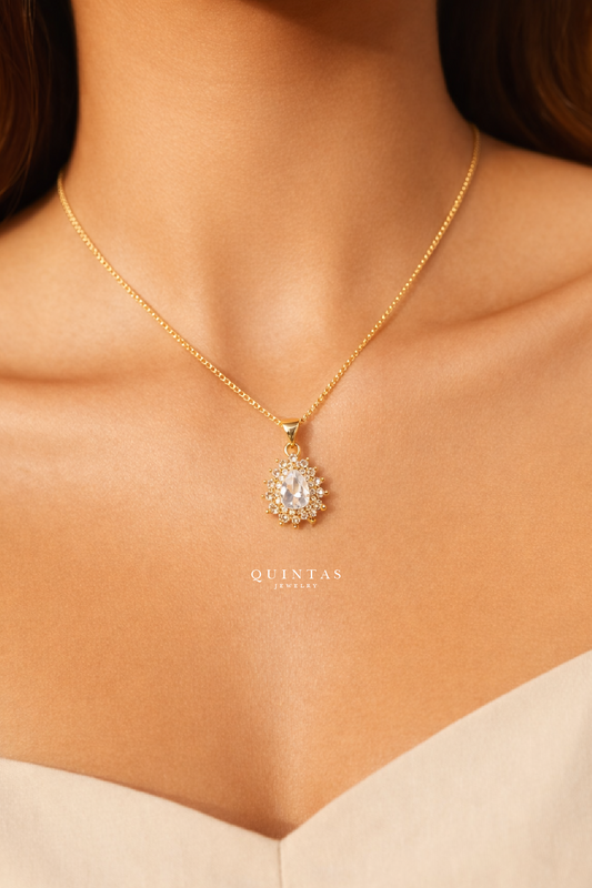 Aurora Diamond Halo Necklace