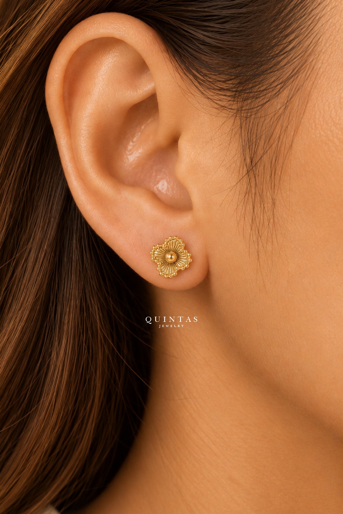 Aurelle Clover Stud Earrings