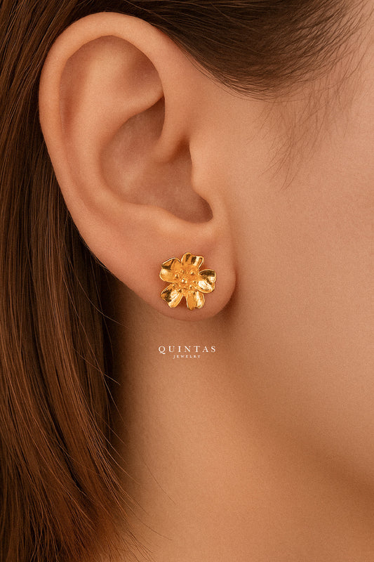 Marigold Flower Stud Earrings