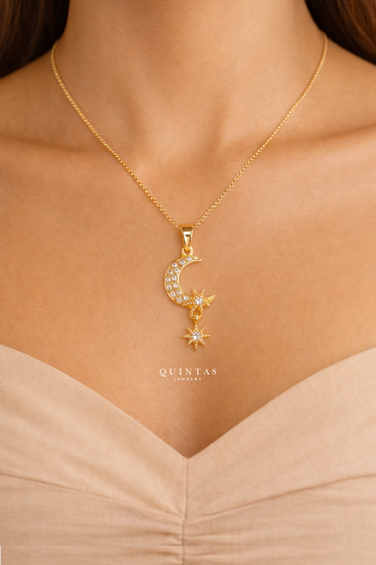 Gaia Moon and Star Necklace