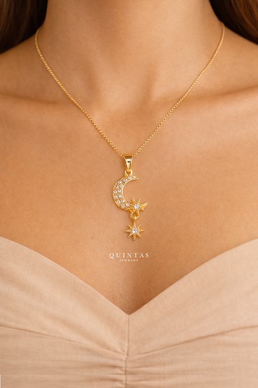 Gaia Moon and Star Necklace