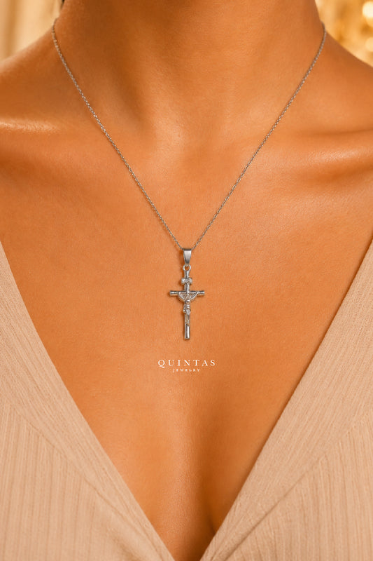 Jesus Crucifix Silver Necklace