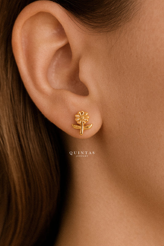 Sunflower Charm Stud Earrings