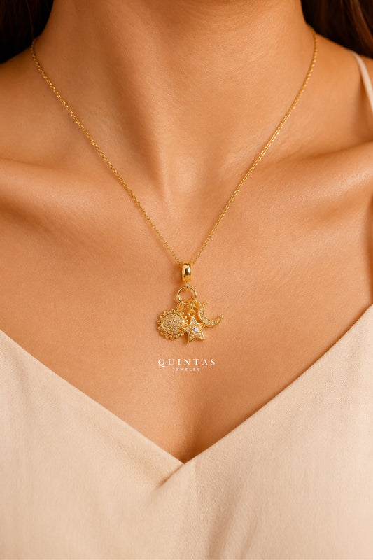 Sun, Moon, and Star Necklace