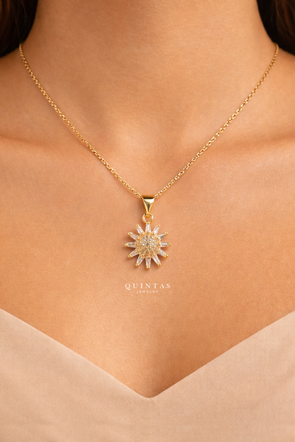 Sunflower Crystal Necklace