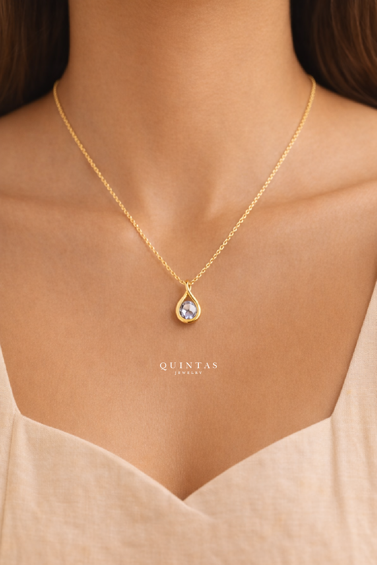Solitaire Teardrop Necklace