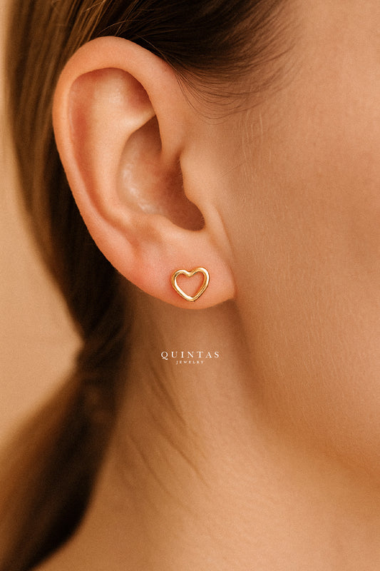 Sweetheart Gold Stud Earrings