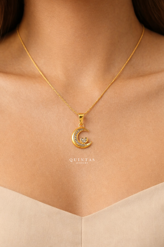 Moon And Heart Necklace