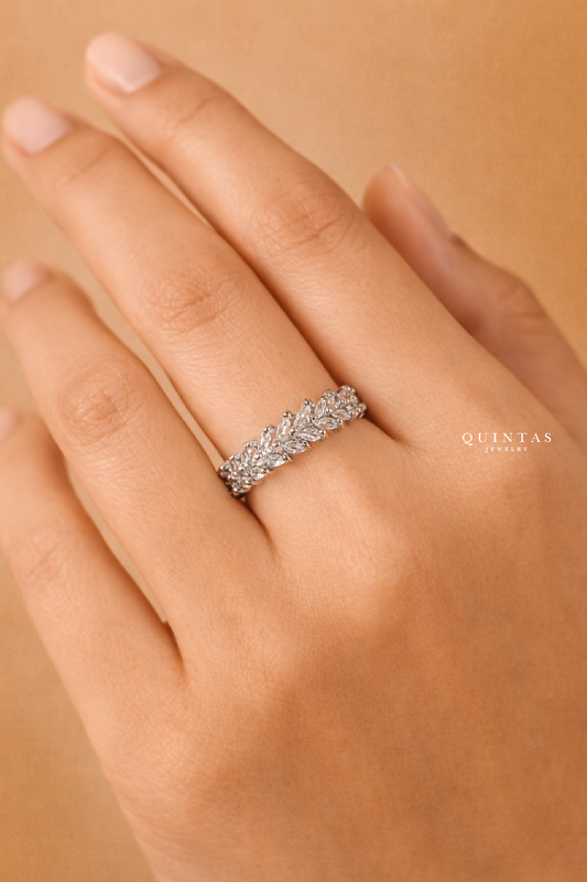 Sparkling Leaf Silver Ring (Adjustable)