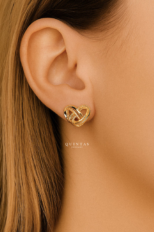 Verona Braided Heart Stud Earrings