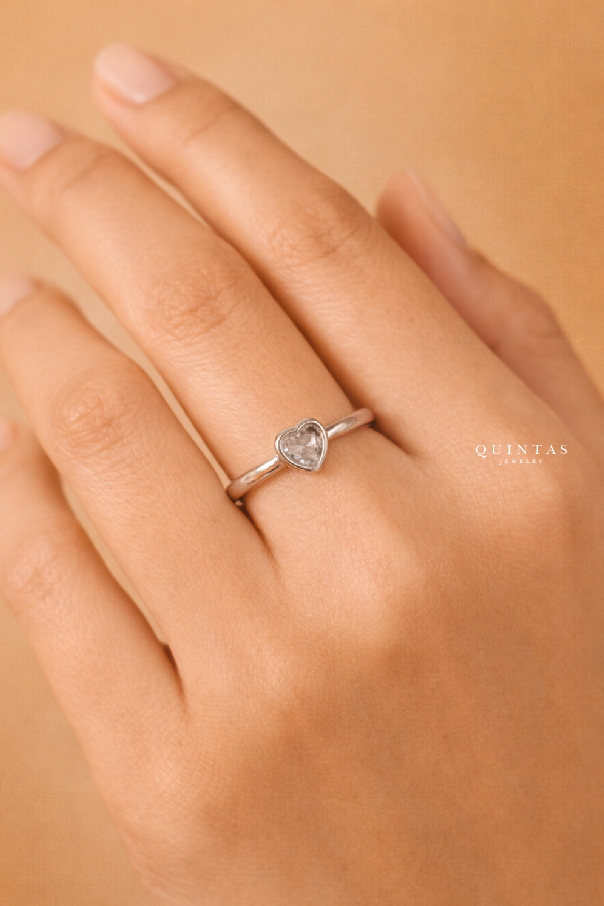 Alina Heart Silver Ring (Adjustable)