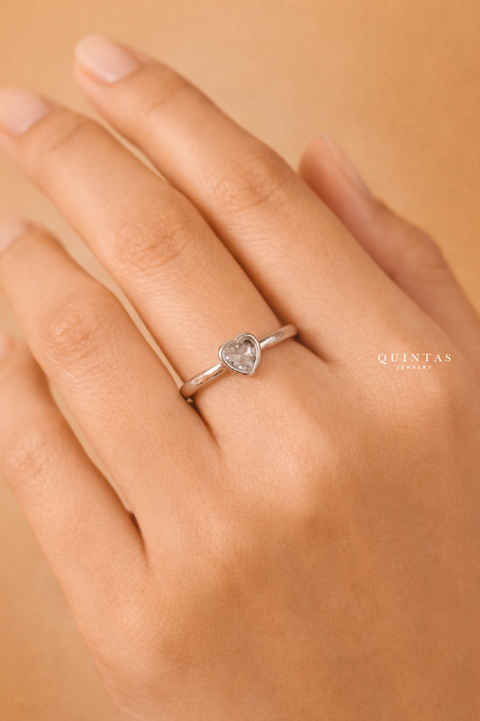 Alina Heart Silver Ring (Adjustable)