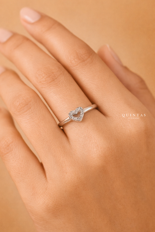 Amelia Heart Silver Ring (Adjustable)