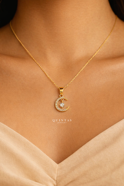 Diamond Moonstone Necklace