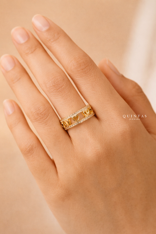Valeria Heart Band Ring (Adjustable)