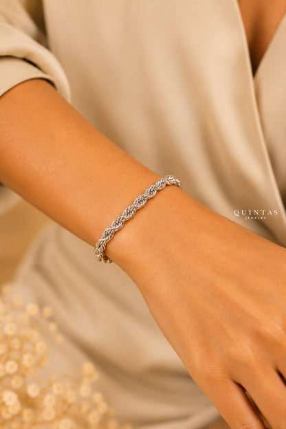 Matteo Silver Rope Bracelet