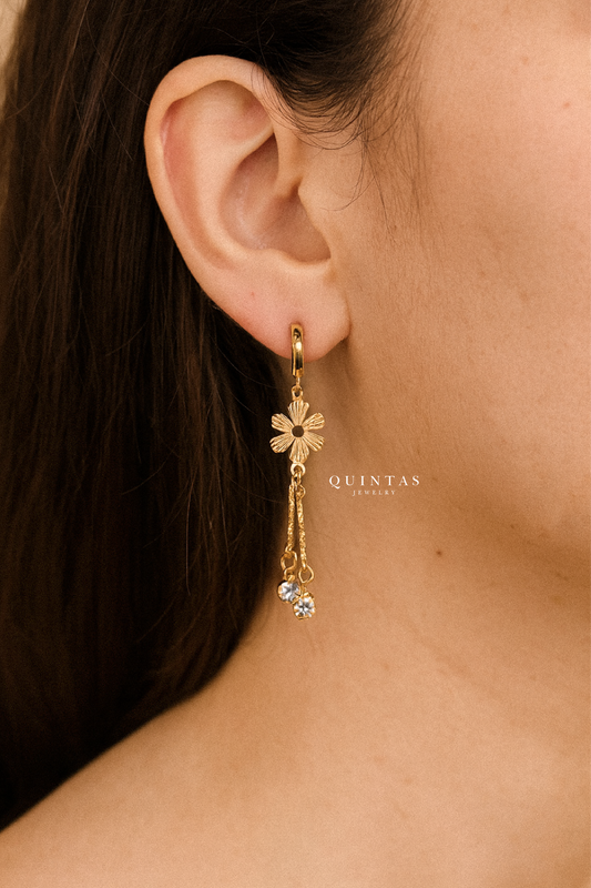 Daisy Floral Dangling Hoop Earrings