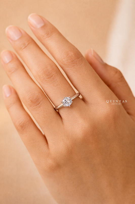 Diana Diamond Silver Promise Ring (Adjustable)