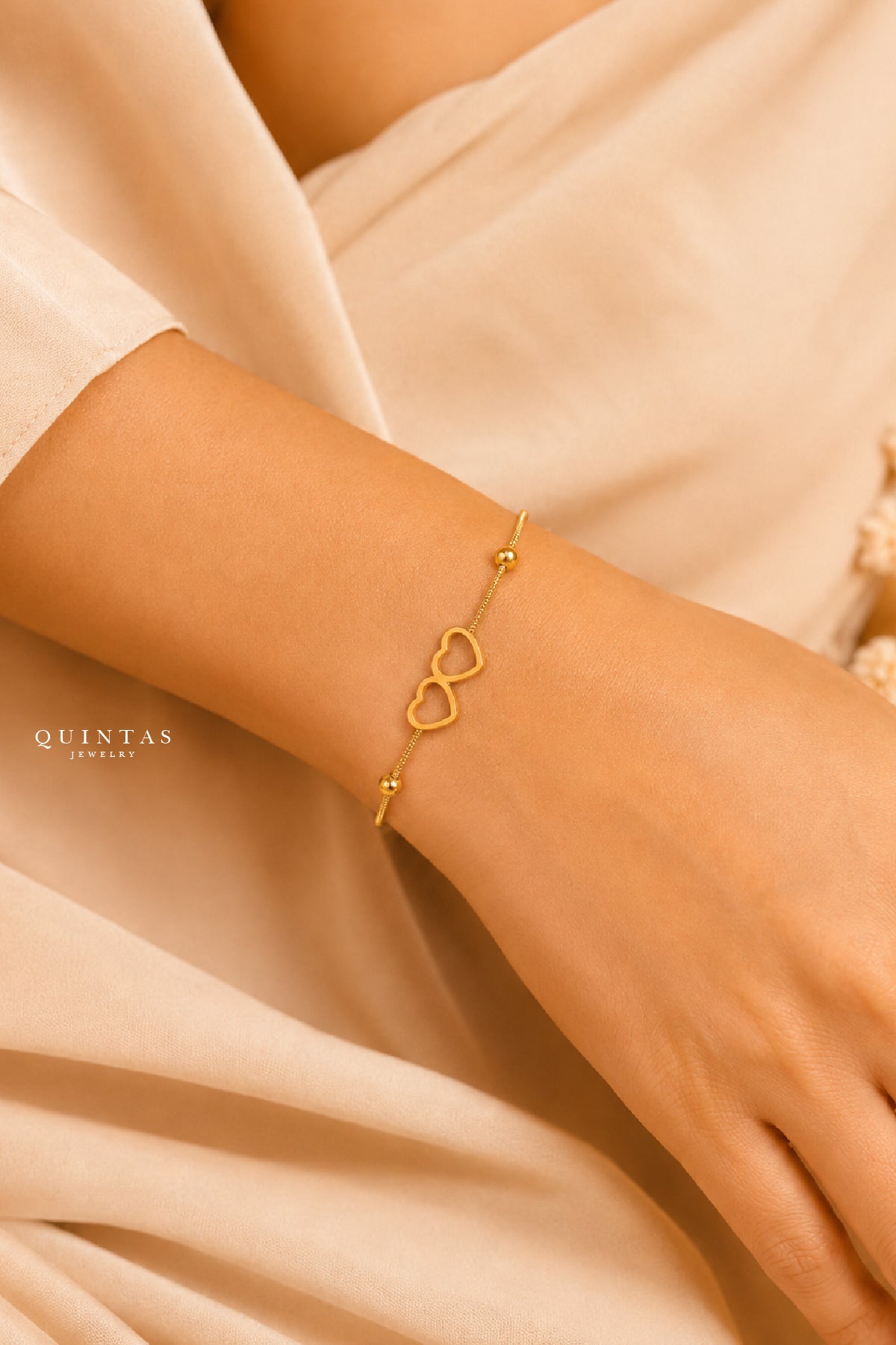 Two Hearts Bead Bracelet