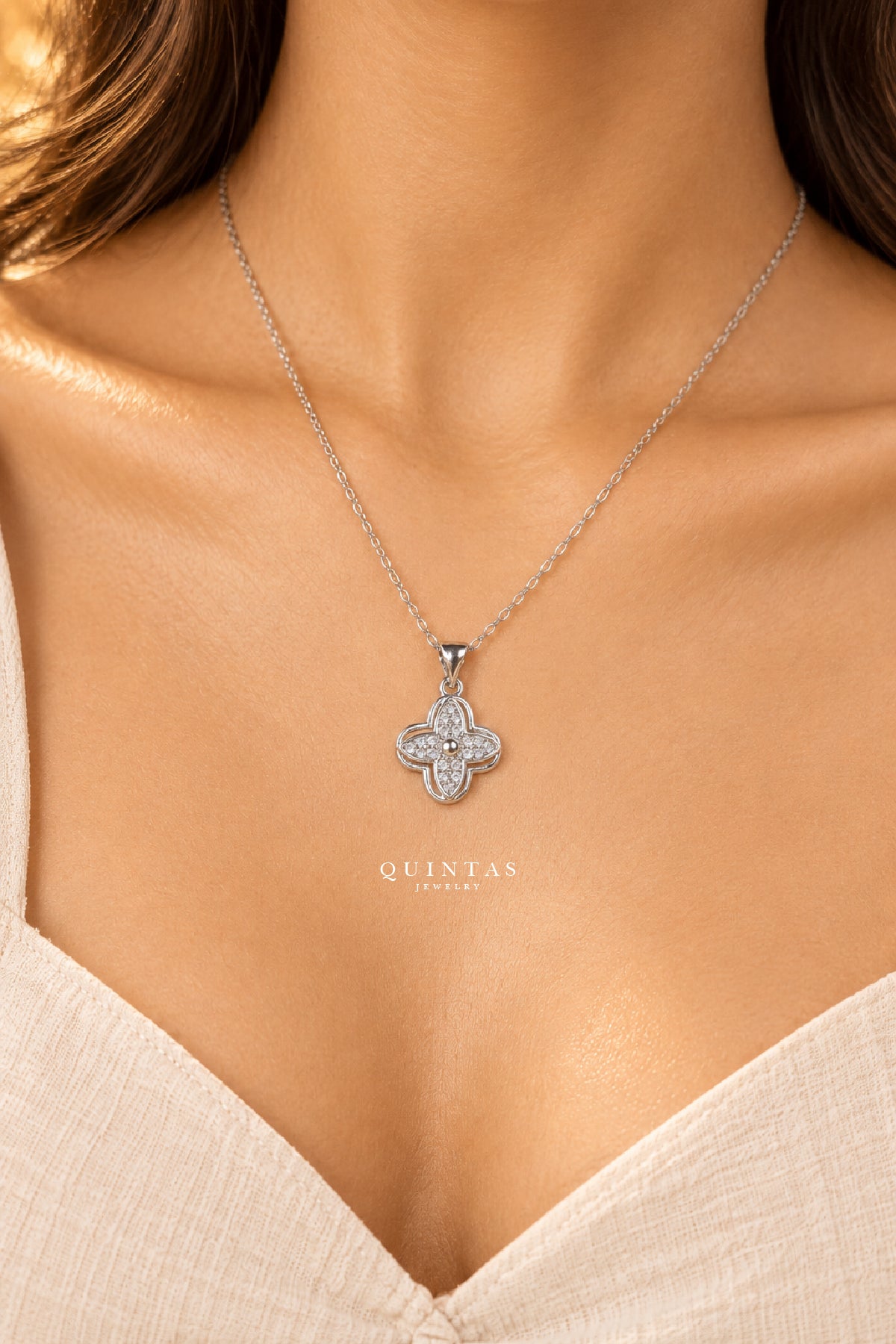 Silver Fortune Clover Necklace