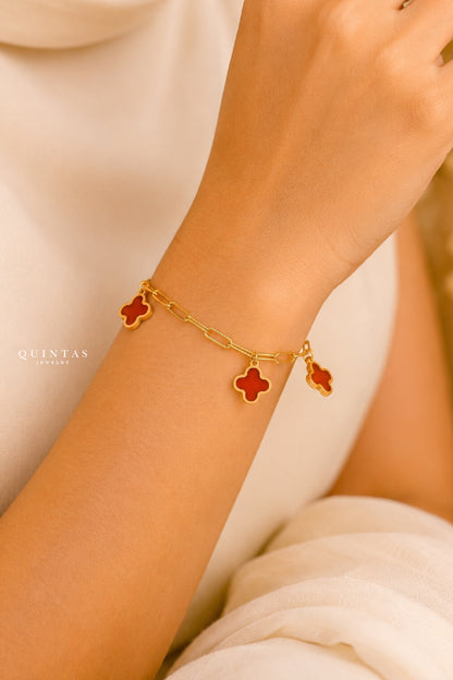 Scarlet Red Clover Bracelet