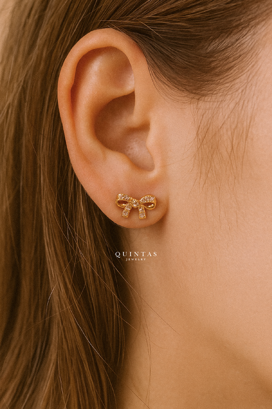 Sparkle Ribbon Stud Earrings